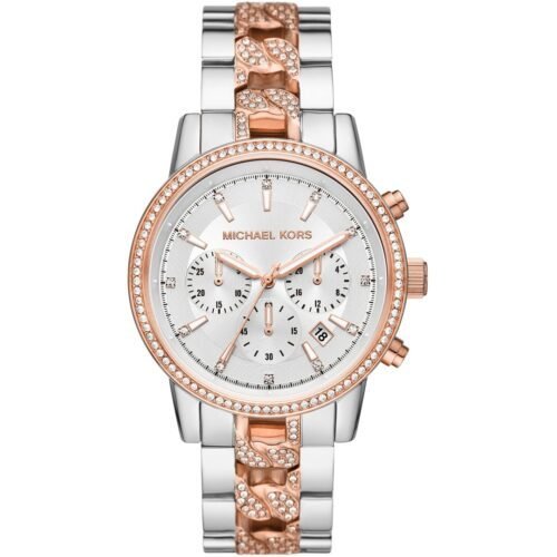 Montre Femme Ritz Chronographe MK6938 – Cadran Argenté & Bracelet Bicolore
