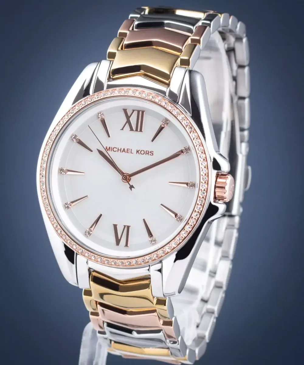 Montre Femme Whitney MK6686 – Cadran Blanc & Bracelet Tricolore – Montre homme au Maroc | Montre Femme au Maroc Idée Cadeau pour toutes les occasions – Montre24.ma Montre Femme Whitney MK6686 – Cadran Blanc & Bracelet Tricolore – Image 4