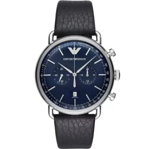 Montre Homme Chronographe AR11105 – Cadran Bleu & Bracelet Cuir