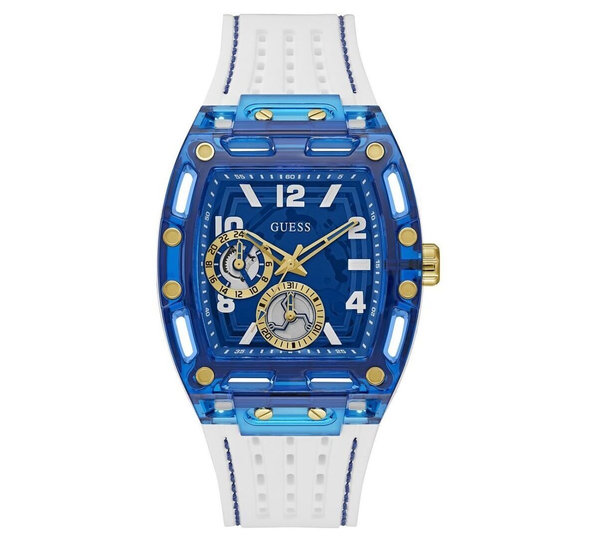 Montre Homme Phoenix GW0499G6 – Cadran Bleu & Bracelet Blanc – Montre homme au Maroc | Montre Femme au Maroc Idée Cadeau pour toutes les occasions – Montre24.ma Montre Homme Phoenix GW0499G6 – Cadran Bleu & Bracelet Blanc