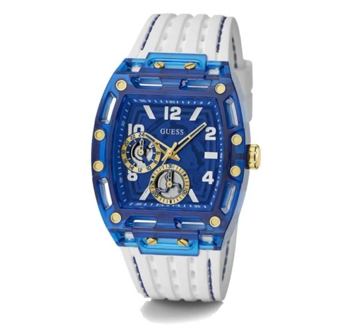Montre Homme Phoenix GW0499G6 – Cadran Bleu & Bracelet Blanc – Montre homme au Maroc | Montre Femme au Maroc Idée Cadeau pour toutes les occasions – Montre24.ma Montre Homme Phoenix GW0499G6 – Cadran Bleu & Bracelet Blanc – Image 6