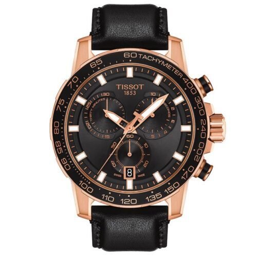 Montre Homme Supersport Chrono T125.617.36.051.00 – Cadran Noir & Bracelet Cuir Noir